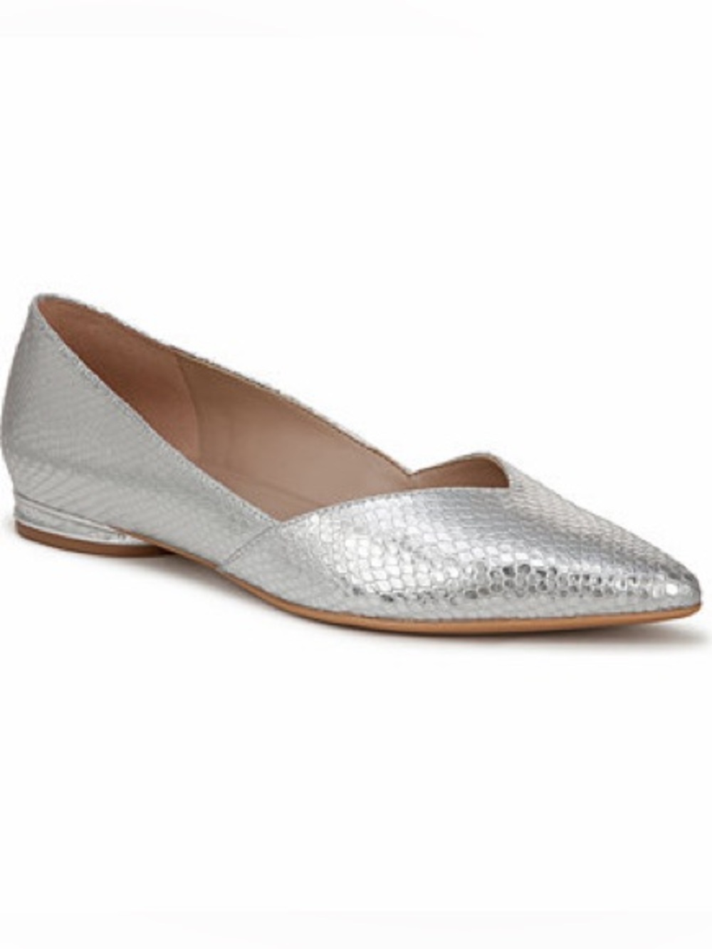 NATURALIZER Havana Pointed Toe Flats Silver Leather Balletcore festival bohemian